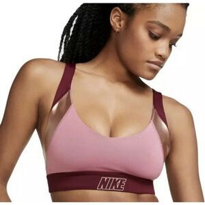 Nike Women's Burgundy & Gold Indy Metallic Low Impact Sports Bra Extra Small NWT